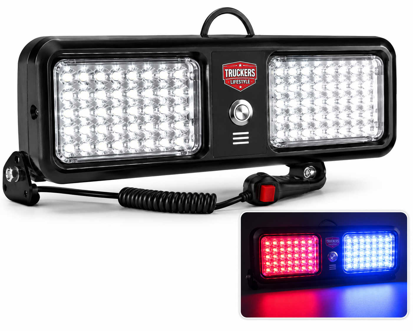 Estrobo 86 Led Visera Policia 12 Funciones Rojo Azul